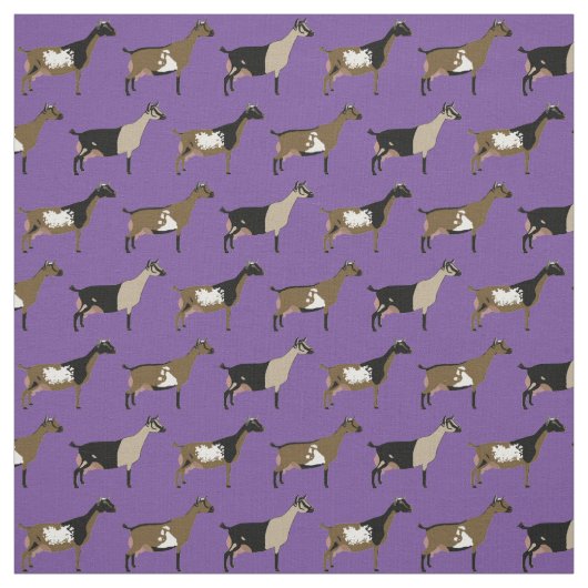 Nigerian Dwarf Dairy Goats on Paars Stof (Swatch)