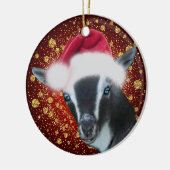 Nigerian Dwarf Goat Santa Hat kerstversiering Keramisch Ornament (Links)