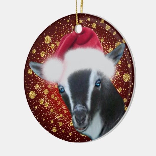 Nigerian Dwarf Goat Santa Hat kerstversiering Keramisch Ornament (Links)