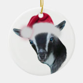 Nigerian Dwarf Goat Santa Hat kerstversiering Keramisch Ornament (Voorkant)