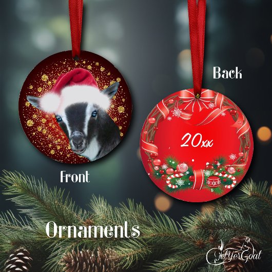 Nigerian Dwarf Goat Santa Hat kerstversiering Keramisch Ornament