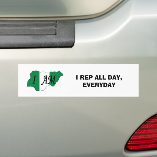 nigerian, IK REP DE HELE DAG, OM DE DAG Bumpersticker (Op auto)
