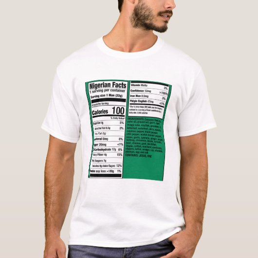 Nigerian Men Facts - Nutritional  T-shirt (Voorkant)