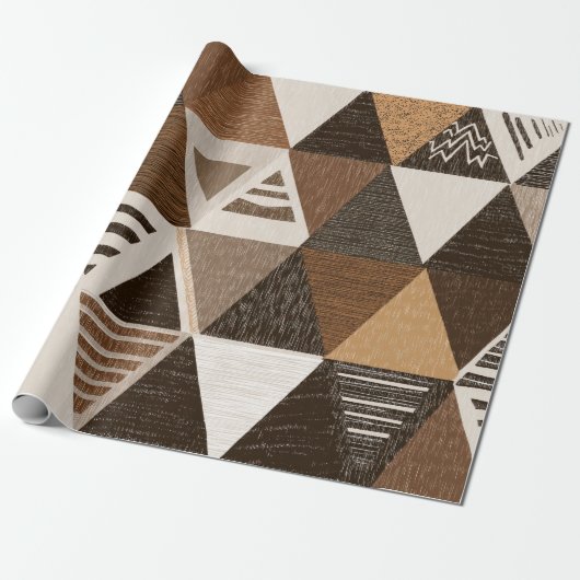 Nigerian patterns on a triangles background cadeaupapier (Uitgerold)