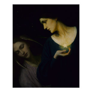 "Night and Her Daughter Sleep" Glanzend Perfect Poster