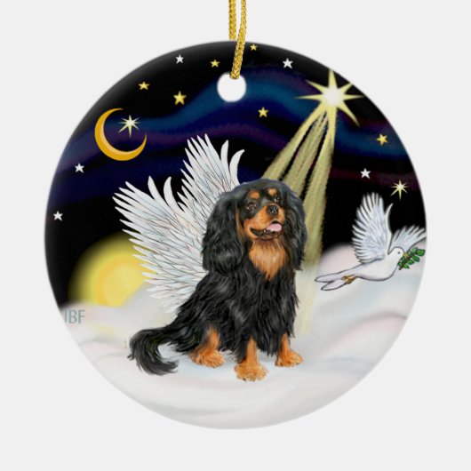 Night Angel - Cavalier King Charles (tri) Keramisch Ornament (Voorkant)