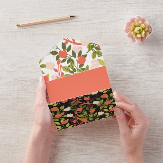 Night Apple Tree Orchard Floral Garden Pattern All In One Uitnodiging (VideoVideo)