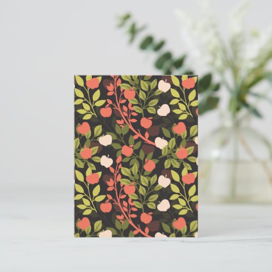 Night Apple Tree Orchard Floral Garden Pattern Briefkaart (Staand voorkant)
