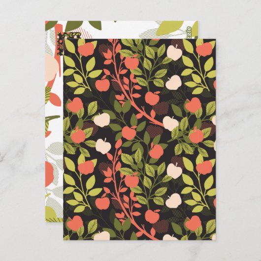 Night Apple Tree Orchard Floral Garden Pattern Briefkaart (Voorkant / Achterkant)