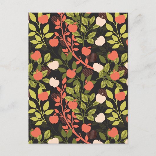 Night Apple Tree Orchard Floral Garden Pattern Briefkaart (Voorkant)
