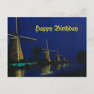 Night at Kinderdijk Briefkaart
