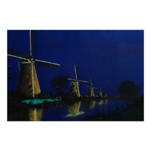 Night at Kinderdijk Perfect Poster