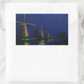 Night at Kinderdijk Rechthoekige Sticker (Tas)