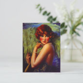 Night At The Beach Flapper Girl & Plumes Postcard Briefkaart (Staand voorkant)