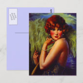 Night At The Beach Flapper Girl & Plumes Postcard Briefkaart (Voorkant / Achterkant)