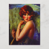 Night At The Beach Flapper Girl & Plumes Postcard Briefkaart (Voorkant)