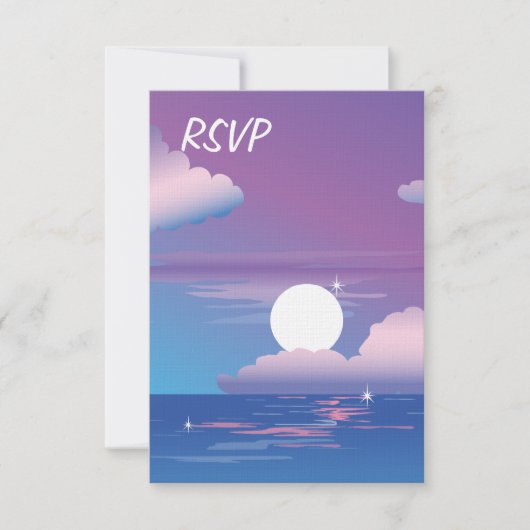 Night Beach RSVP bruiloft uitnodiging (Voorkant)