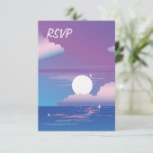 Night Beach RSVP bruiloft uitnodiging (Staand voorkant)