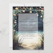 Night Beach Scene Wedding Kaart (Voorkant)