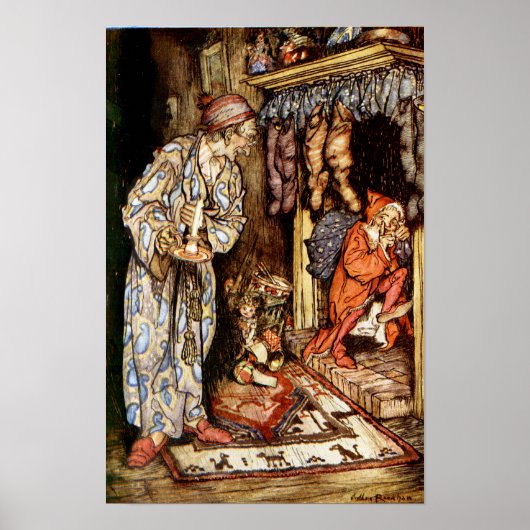 Night Before Christmas Kinderen in Bed Rackham Poster (Voorkant)