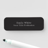 Night Black Plain Elegant Professional Modern Naamplaatje (In situ)