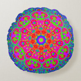 Night Blooming Flower Mandala Boho omkeerbaar Rond Kussen