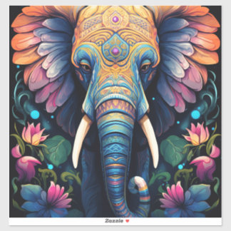 Night Blooming Mandala Elephant Sticker