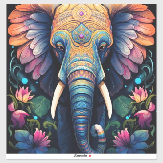 Night Blooming Mandala Elephant Sticker (Vel)