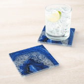 Night Blue Indigo Agate Mineral Quartz Gemstone Glazen Onderzetter (Schuin)