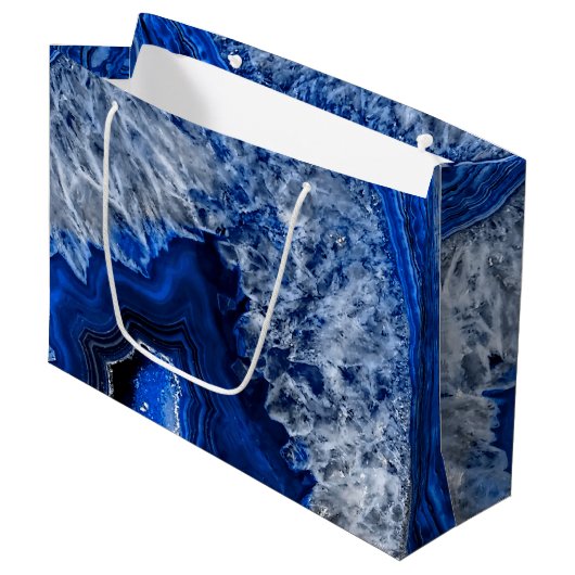 Night Blue Indigo Agate Mineral Quartz Gemstone Large Cadeautasje (Voorkant Gekanteld)