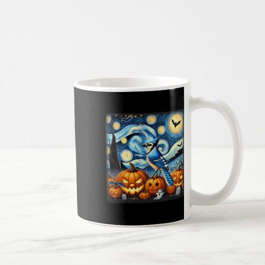 Night Blue Jay Halloween Koffiemok (Rechts)