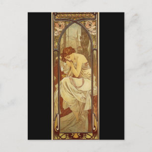 Night - by Alphonse Mucha Briefkaart