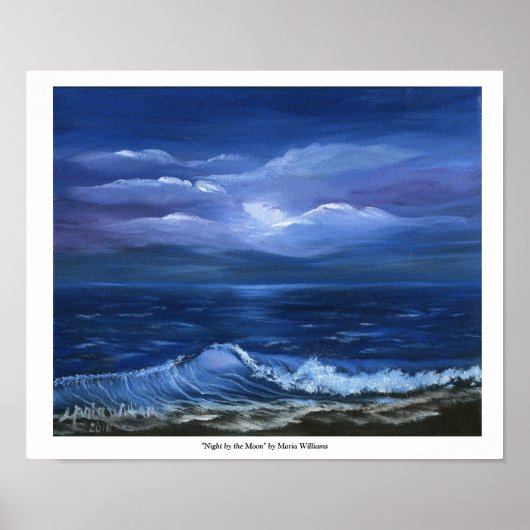 "Night by the Moon" Poster met grens MWilliams (Voorkant)