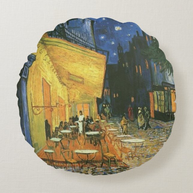 Night Cafe Painting van Van Gogh Rond Kussen (Voorkant)