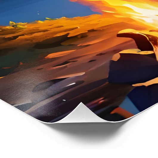 Night Campfire and Mountain View Perfect Poster (Hoek)