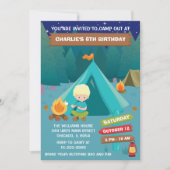 Night Camping Birthday Party Blonde Hair Boy Invit Kaart (Voorkant)