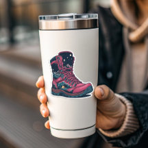 Night Camping Pink Hiking Boot Sticker | Die-Cut