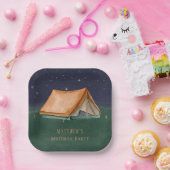 Night Campout Boy Birthday Party Papieren Bordje (Feest)