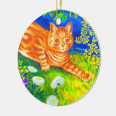 Night Cat Keramisch Ornament (Links)