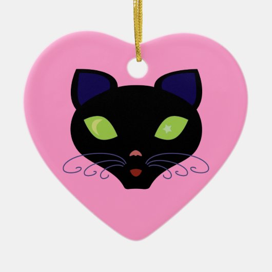 Night Cat Keramisch Ornament (Voorkant)