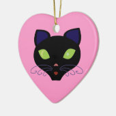 Night Cat Keramisch Ornament (Links)