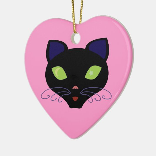 Night Cat Keramisch Ornament (Links)