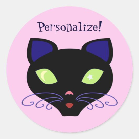 Night Cat Ronde Sticker (Voorkant)