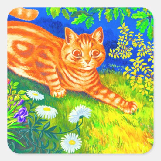Night Cat Vierkante Sticker (Voorkant)