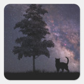 Night Cat Vierkante Sticker (Voorkant)