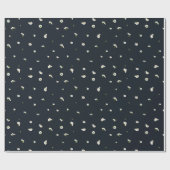 Night Charcoal White Cosmos Floral Pattern Cadeaupapier (Vlak)