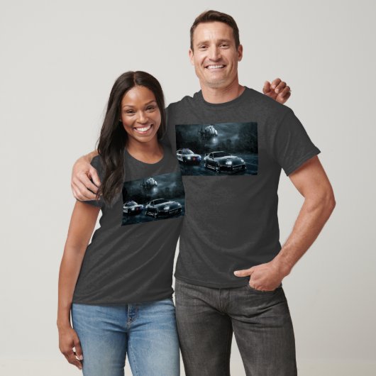 Night Chase with Speeding Sports Car retro T-shirt (Unisex)