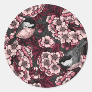 Night cherry tuin ronde sticker