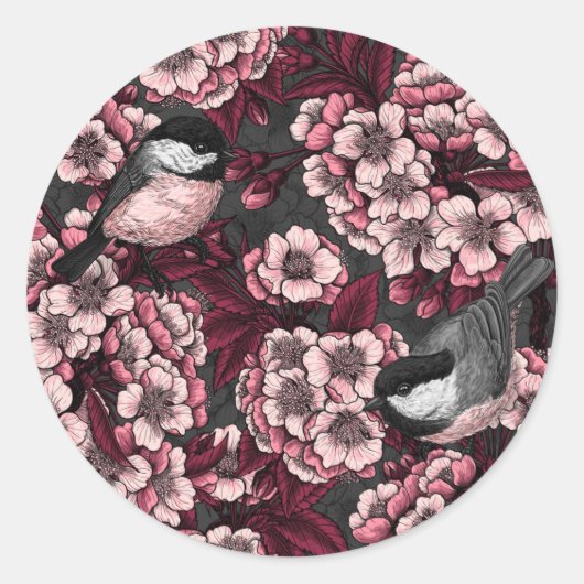 Night cherry tuin ronde sticker (Voorkant)