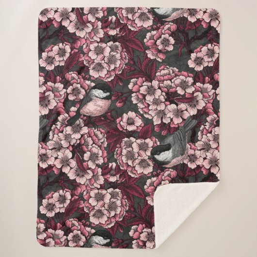 Night cherry tuin sherpa deken (Voorkant)